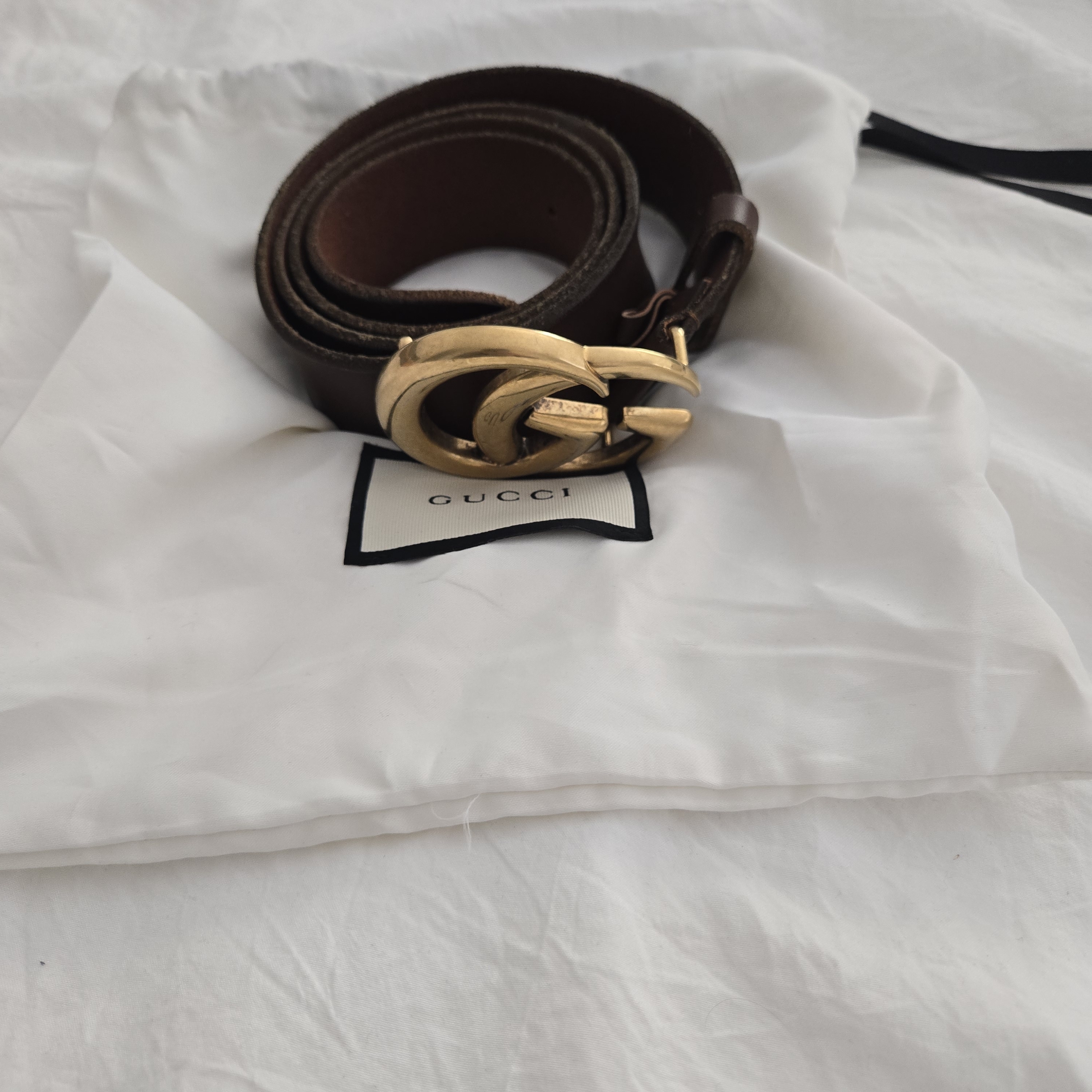 Gucci Brown Leather Belt With Gold Hardware